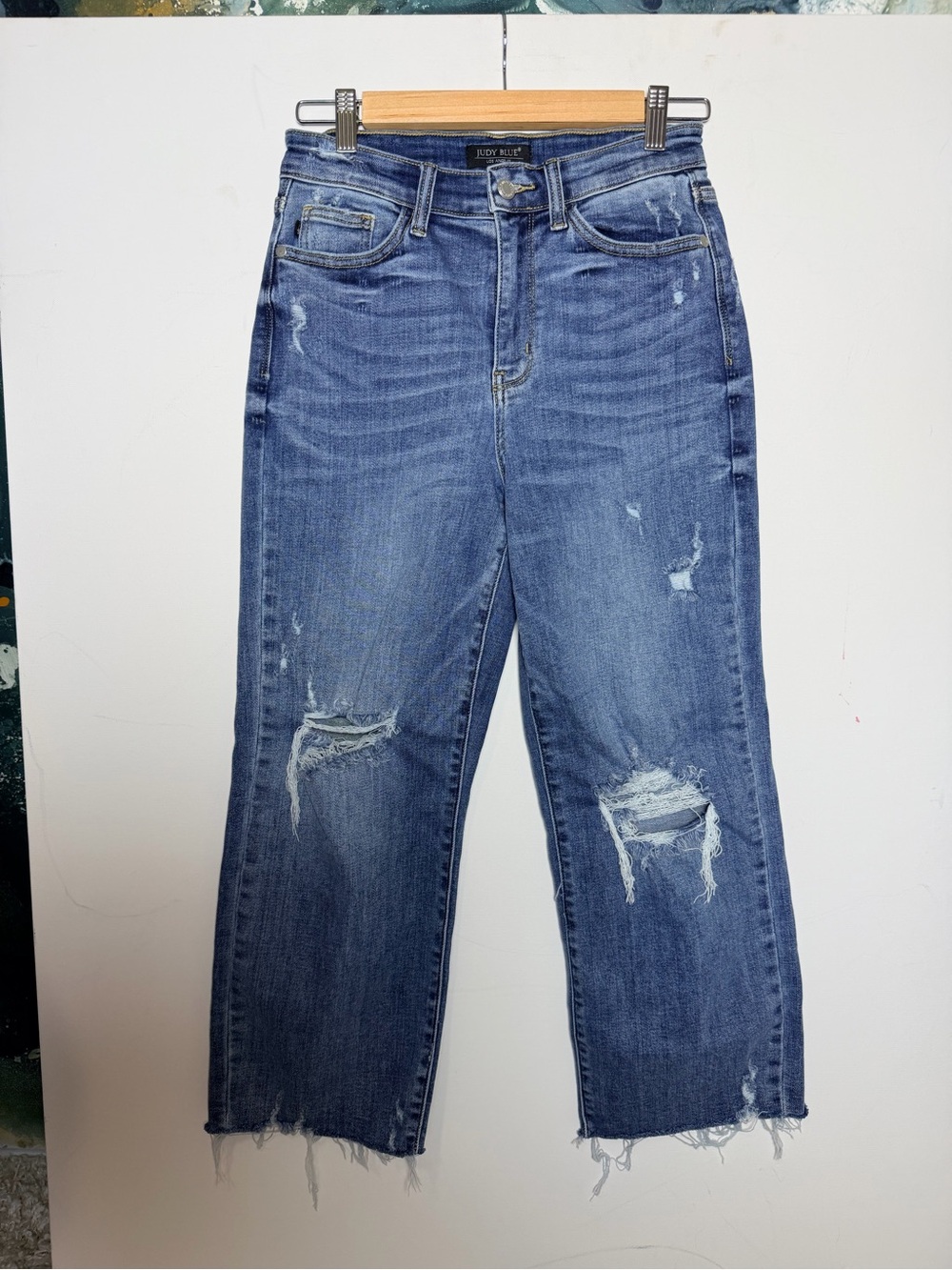 Judy Blue Medium Blue Distressed Boyfriend Jeans
